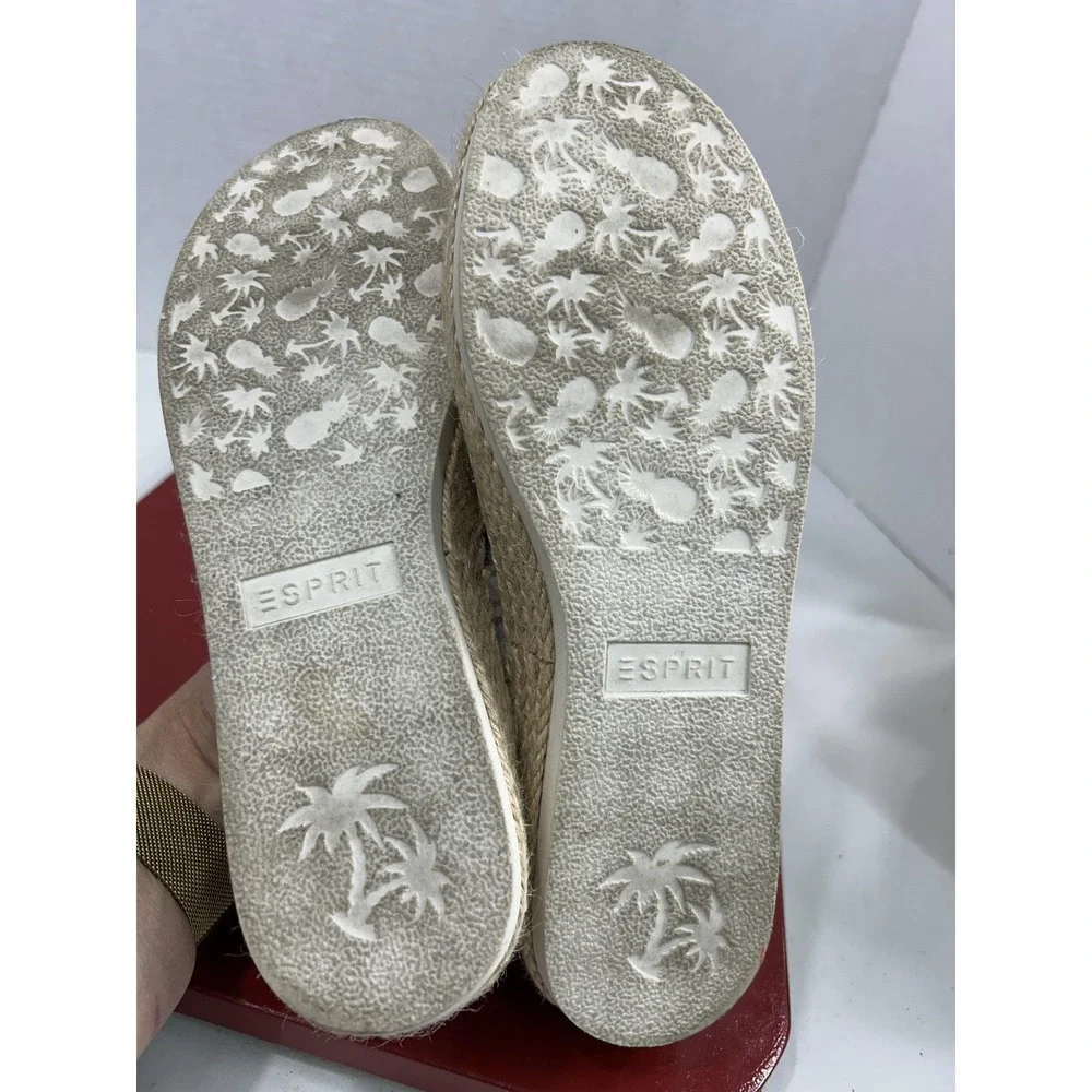 Esprit Shoes Womens Size 7 Striped Canvas Espadrilles Flat Slip On Summer Casual